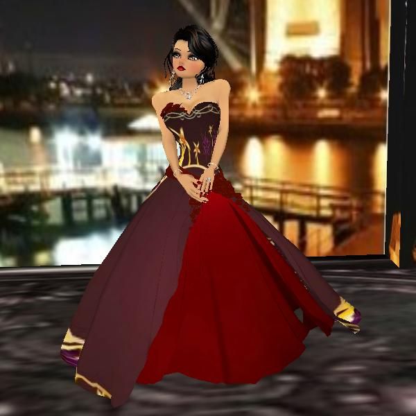 maroon gown