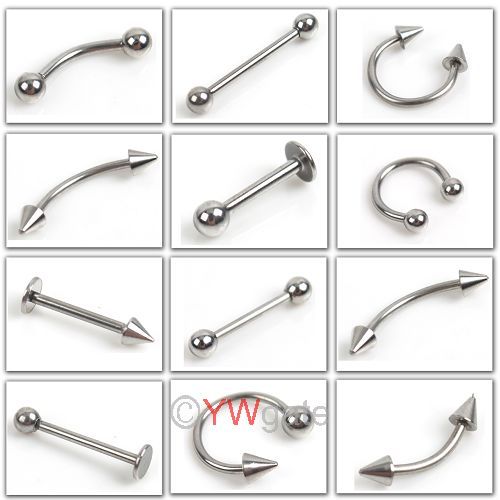 Shape stainless steel Body Jewelry Lots Tongue Belly Eyebrow Nose Ring 