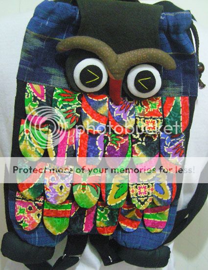 New Thai Unique Handmade Small OWL Patchwork Backpack bag handbag OS13 