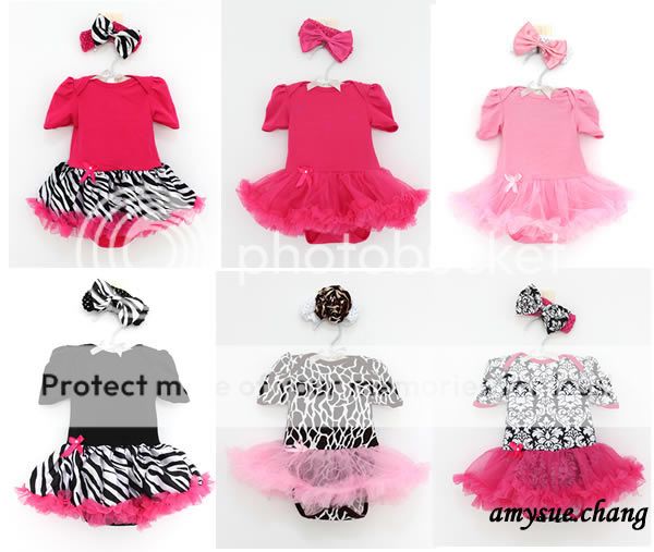 2pcs Newborn Baby Girl Headband Romper Dress Clothes Outfit Black Zebra 6 9M