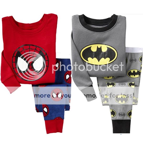 2pcs Baby Boy Girl Tshirt Top Pants Spiderman Batman Pajamas Sleepwear 1 7Y