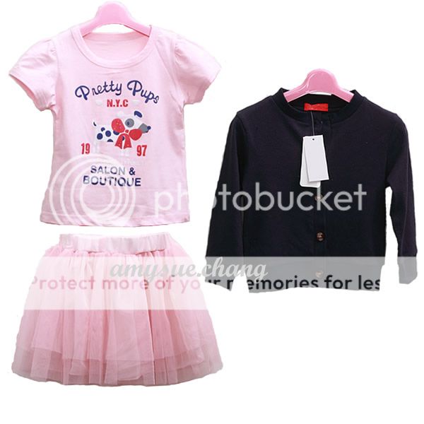 3pcs Sets Baby Girl Kid Top Coat T Shirt Skirt Tutu Outfit Costume Clothes 0 5Y