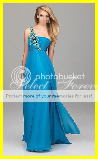   line One shoulder Chiffon Formal Evening Party Long Prom Dresses Gowns