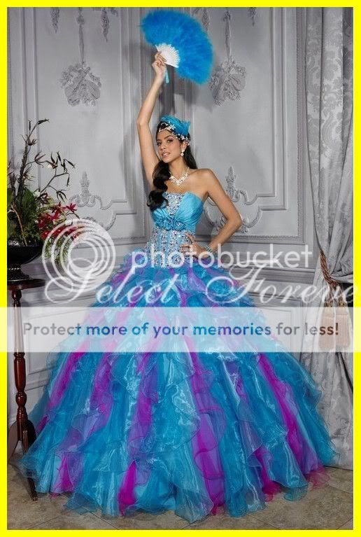   Ball Gowns Petticoat Prom dresses Blue Quinceanera dresses  