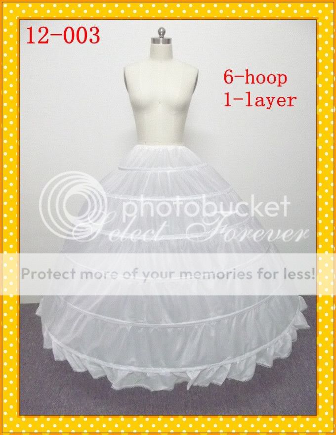 2012 6 Hoop 1 Layer Wedding Petticoat Crinoline Bridal Slip Skirt Prom 