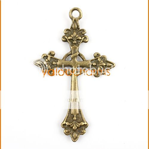 10x antiqued bronze steampunk religious cross necklace pendant 140937