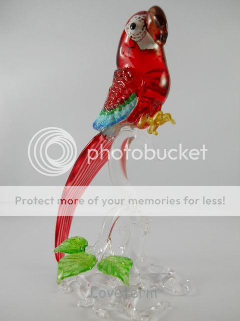   RED PARROT MACAW HANDMADE BLOWN GLASS MINITURE FIGURINE G64  